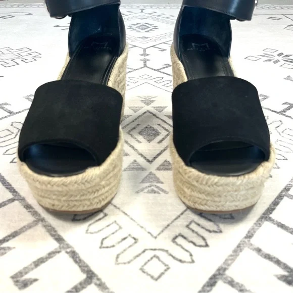 Marc Fisher LTD Alita Espadrille Wedge Sandals in Black Size 10 - Picture 4 of 10
